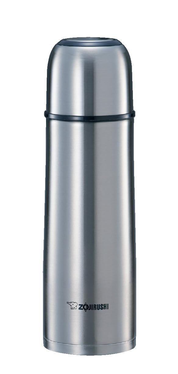 ZOJIRUSHI SV-GR50 Stainless Steel Vacuum Flask with Cup 500ml | Lightweight Compact Thermos | Ag+ Antibacterial Handle, Fluorine-Coated Interior, 4cm Wide Mouth | Brushed Stainless