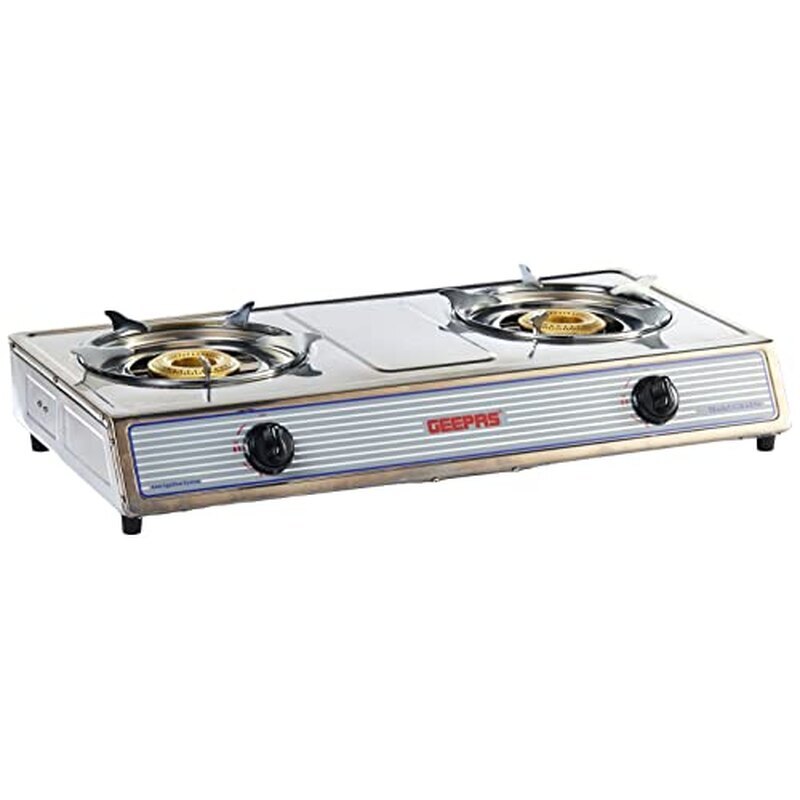 Title Geepas 2-Burner Gas Stove Cooktop | Stainless Steel Gas Cooker with Auto Ignition | Portable Tabletop Gas Hob for Home Kitchen, Outdoor Cooking & Camping