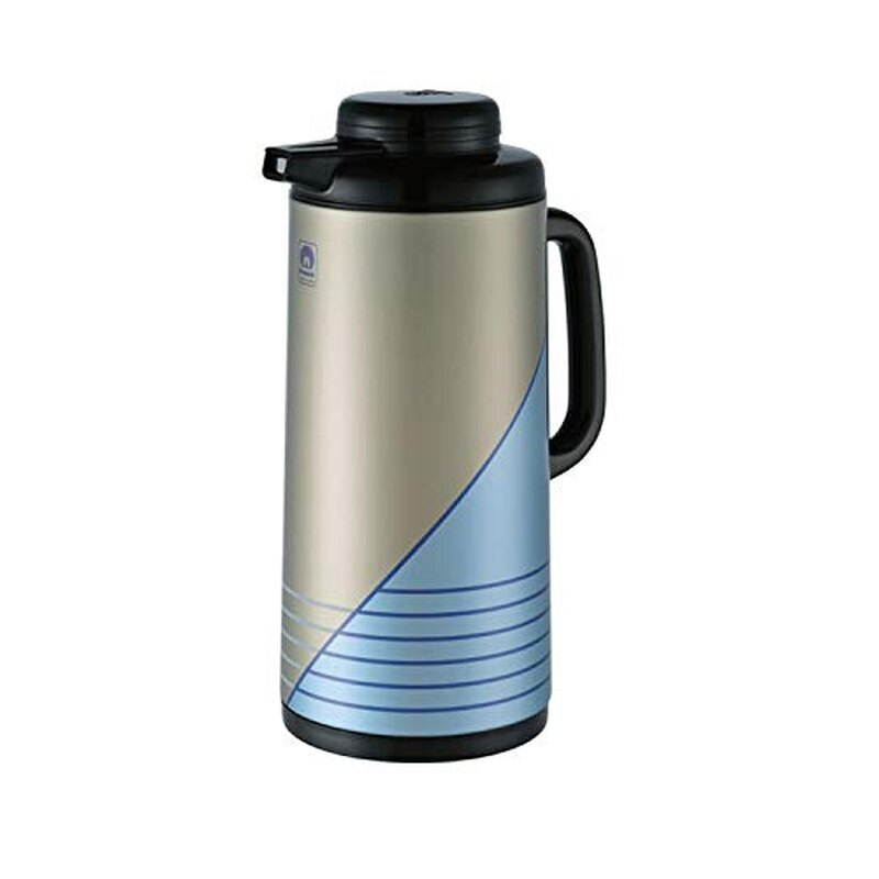 Peacock أبو طاووس Original Japan Vacuum Flask Model 138 Blue with Beige Accent | 100% Made in Japan | Asbestos-Free Japanese Thermos |