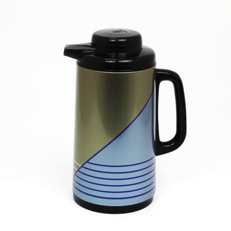 Peacock أبو طاووس Original Japan Vacuum Flask Model 138 Blue with Beige Accent | 100% Made in Japan | Asbestos-Free Japanese Thermos |