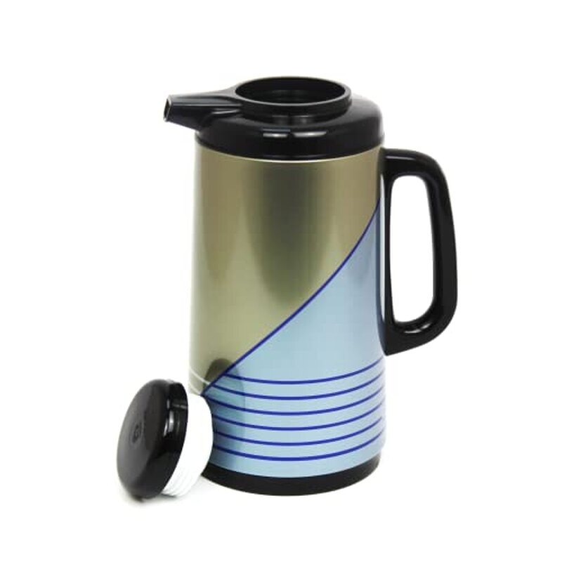 Peacock أبو طاووس Original Japan Vacuum Flask Model 138 Blue with Beige Accent | 100% Made in Japan | Asbestos-Free Japanese Thermos |