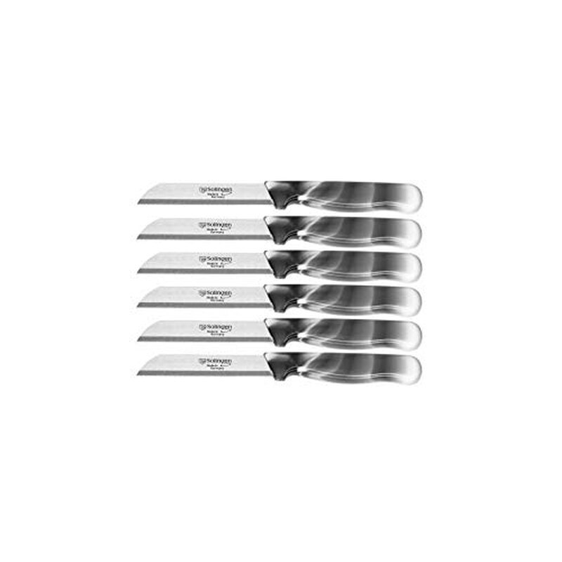 Solingen Marble Pattern Kitchen Knife Set of 6 Dark Grey | Sharp Stainless Steel Serrated Knives for Fruit, Vegetables & Everyday Food Preparation